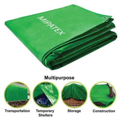 Mipatex Tarpaulin / Tirpal 21 Feet x12 Feet 150 GSM (Green/White)