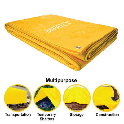 Mipatex Tarpaulin / Tirpal 11 Feet x 9 Feet 200 GSM (Yellow)
