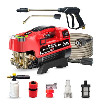 Balwaan Krishi Pressure Washer (Adjustable) Brass Coated Pump, 1800w Motor, Bend Lance for Car Wash & Cleaning Purpose|PW-400