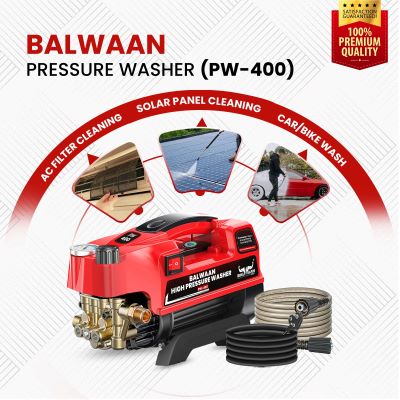 Balwaan Krishi Pressure Washer (Adjustable) Brass Coated Pump, 1800w Motor, Bend Lance for Car Wash & Cleaning Purpose|PW-400