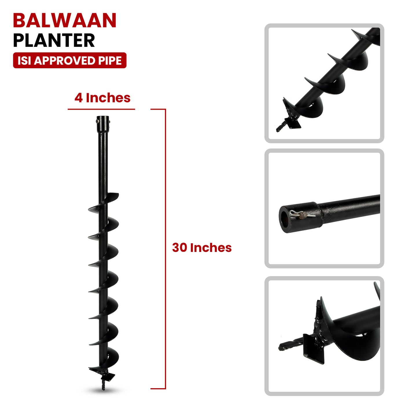 Earth Auger Planter 4 inch Single Spiral PT-4