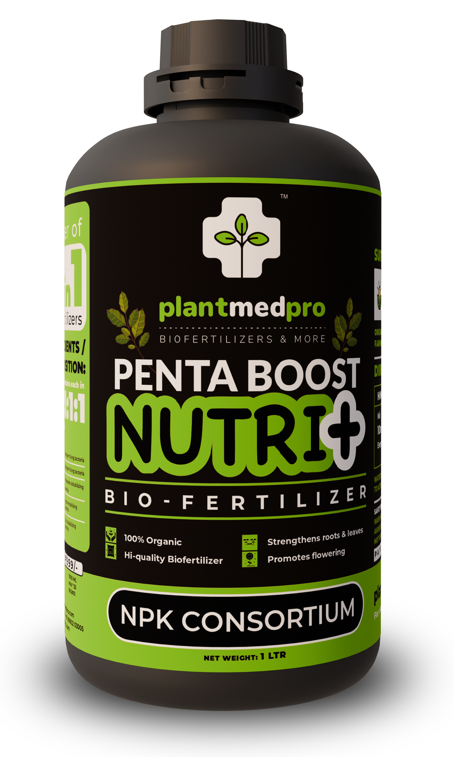 Plantmedpro™ Penta Boost Nutri+ 5-in-1 Biofertilizer - NPK & Zinc Mobilizing Microbes for Complete Plant Nutrition, Growth & Blooms | Organic fertilizer for home garden, pot plants (1 Litre)