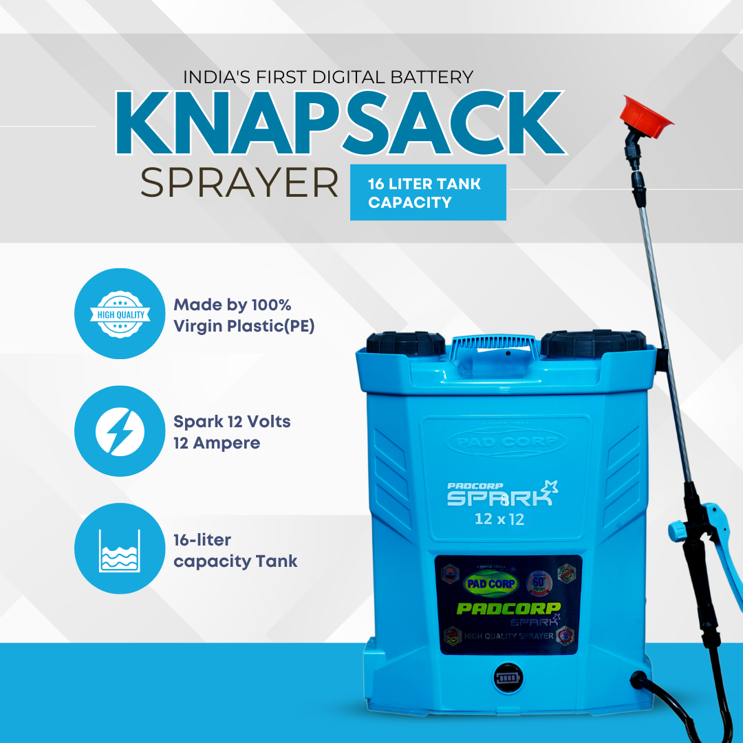 Pad Corp Spark Battery Operated Sprayer, 12 Volt x 12 Amp Battery - 16 Litre Tank Capacity