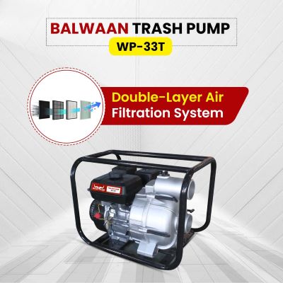 Balwaan Krishi WP-33T Trash Water Pump | 212cc 4-Stroke Petrol Engine | Self-Priming with Double Air Filtration | High Head Performance